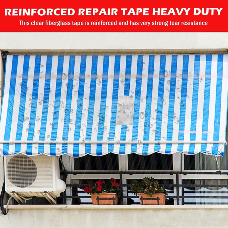 Clroursim Fiberglass Rv Awning Repair Tape Kit - 5 Inch Wide 39ft Heavy Duty Waterproof Tear Repair Patch for Tent, Tarp, Canopy, Boat with Canvas Tape and Sail Repair Tape - Image 3